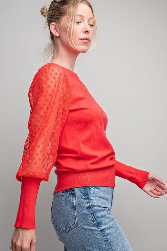 Blusa manga larga mesh