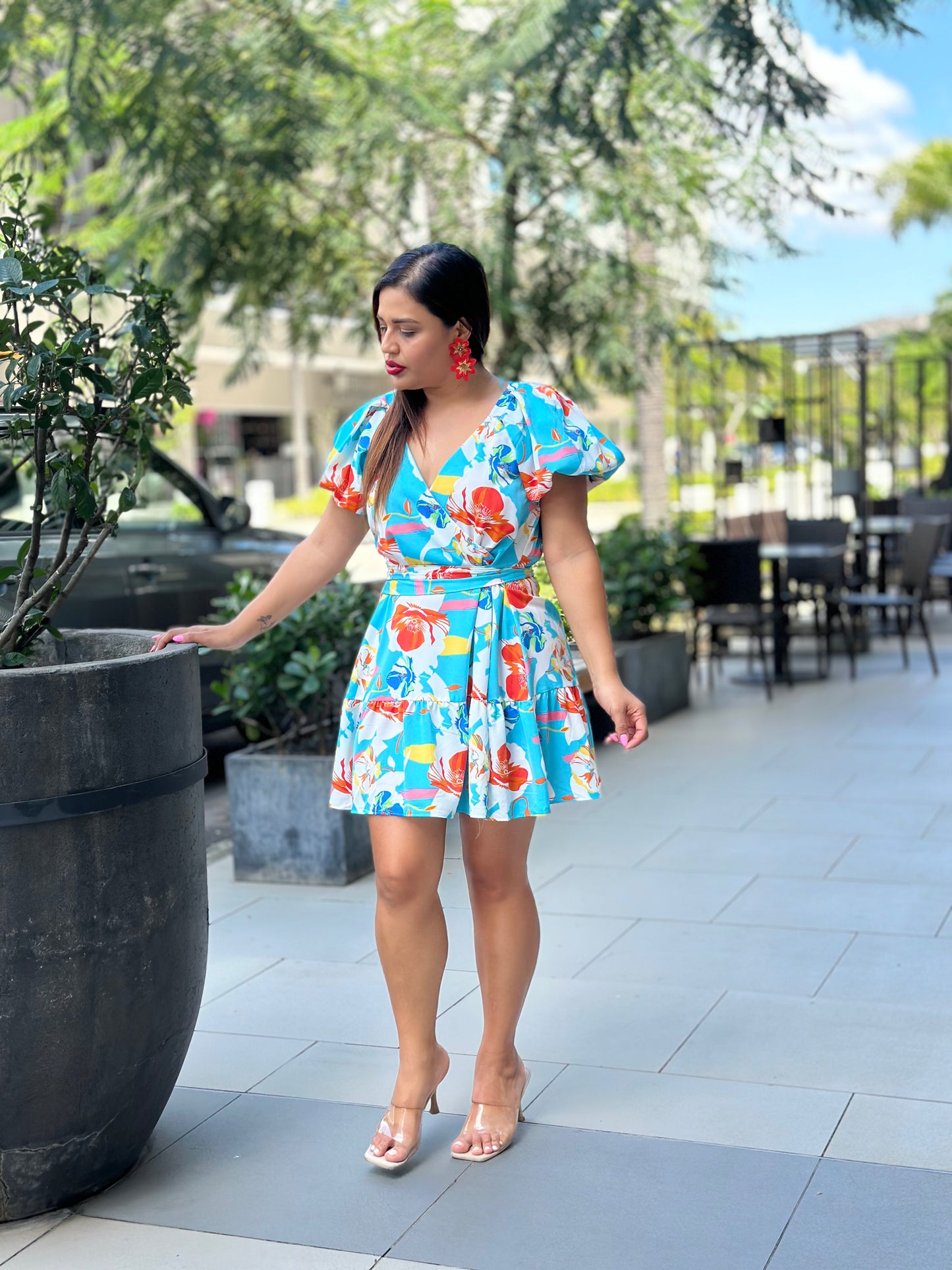 VESTIDO CELESTE FLORES