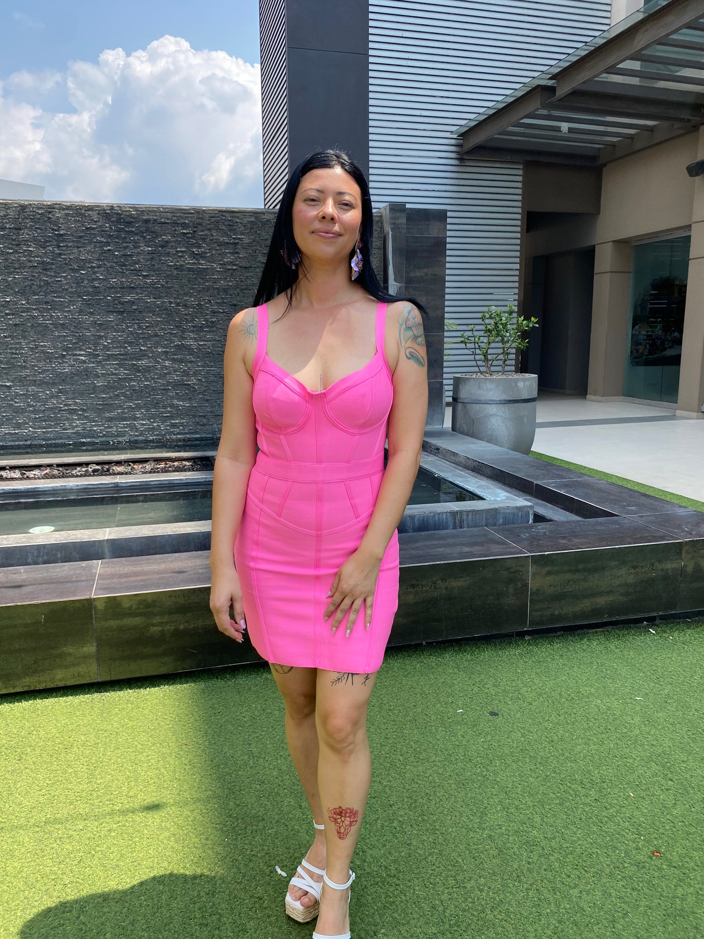 Vestido bandage rosado talla L