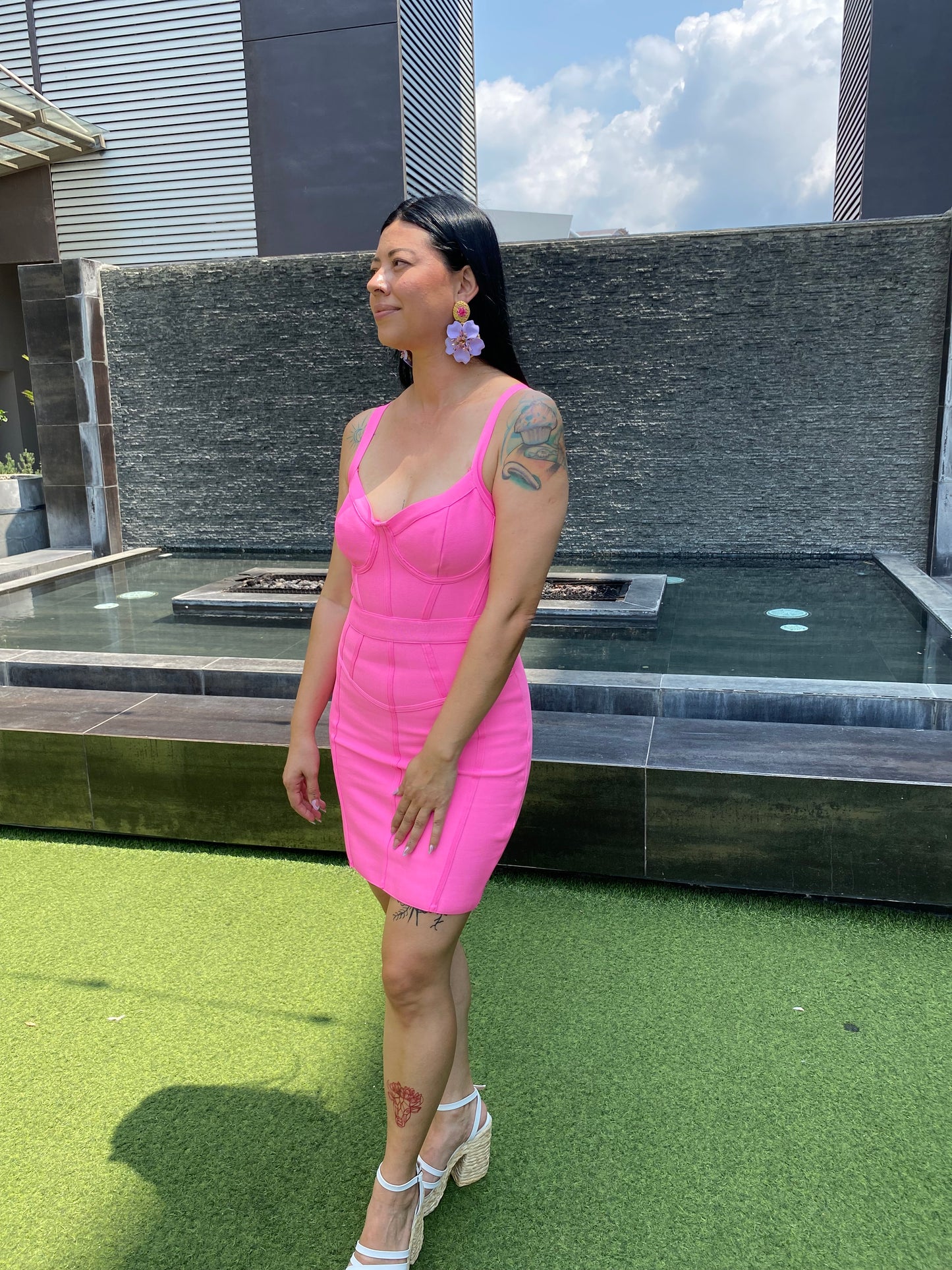 Vestido bandage rosado talla L