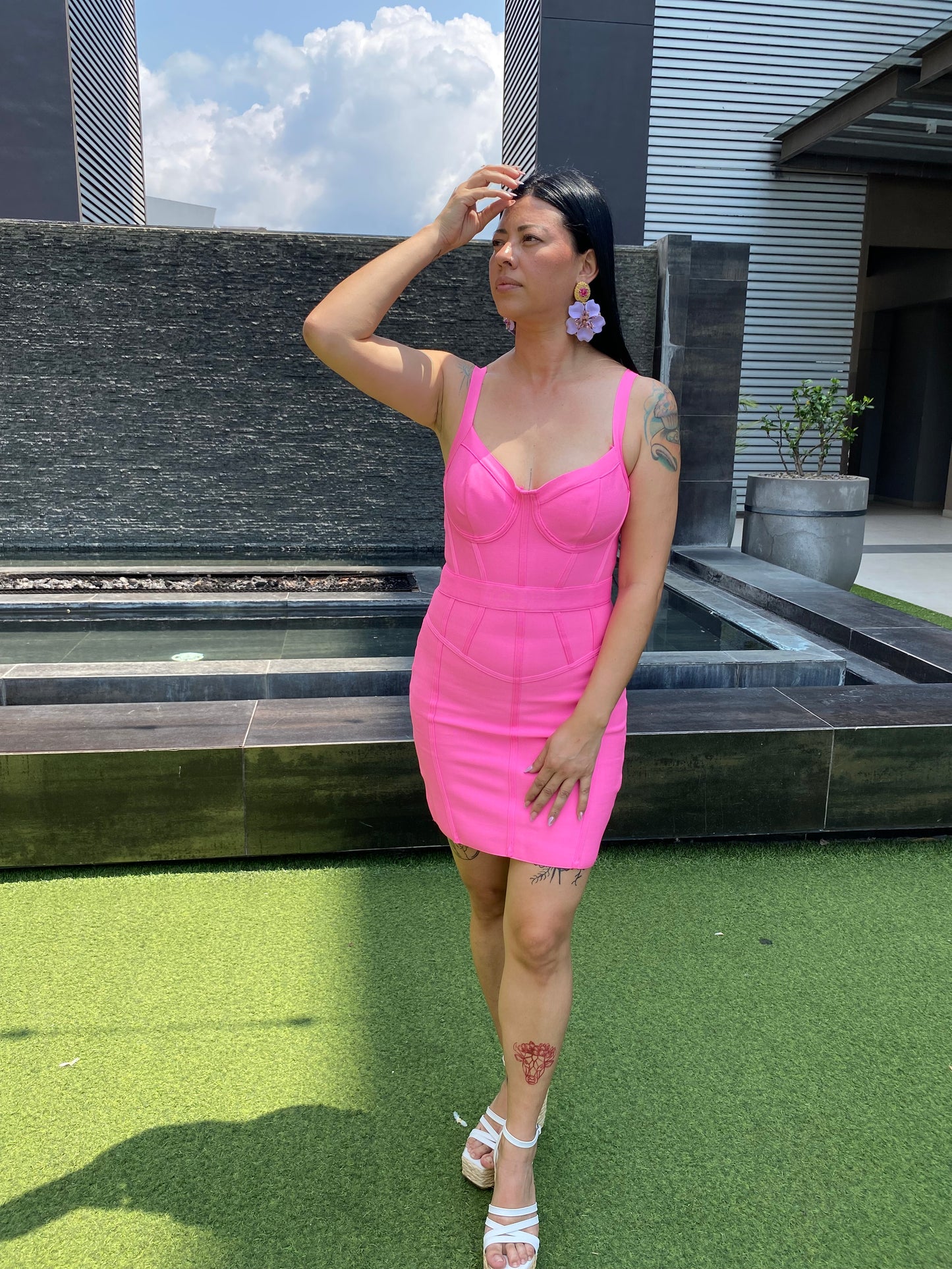 Vestido bandage rosado talla L