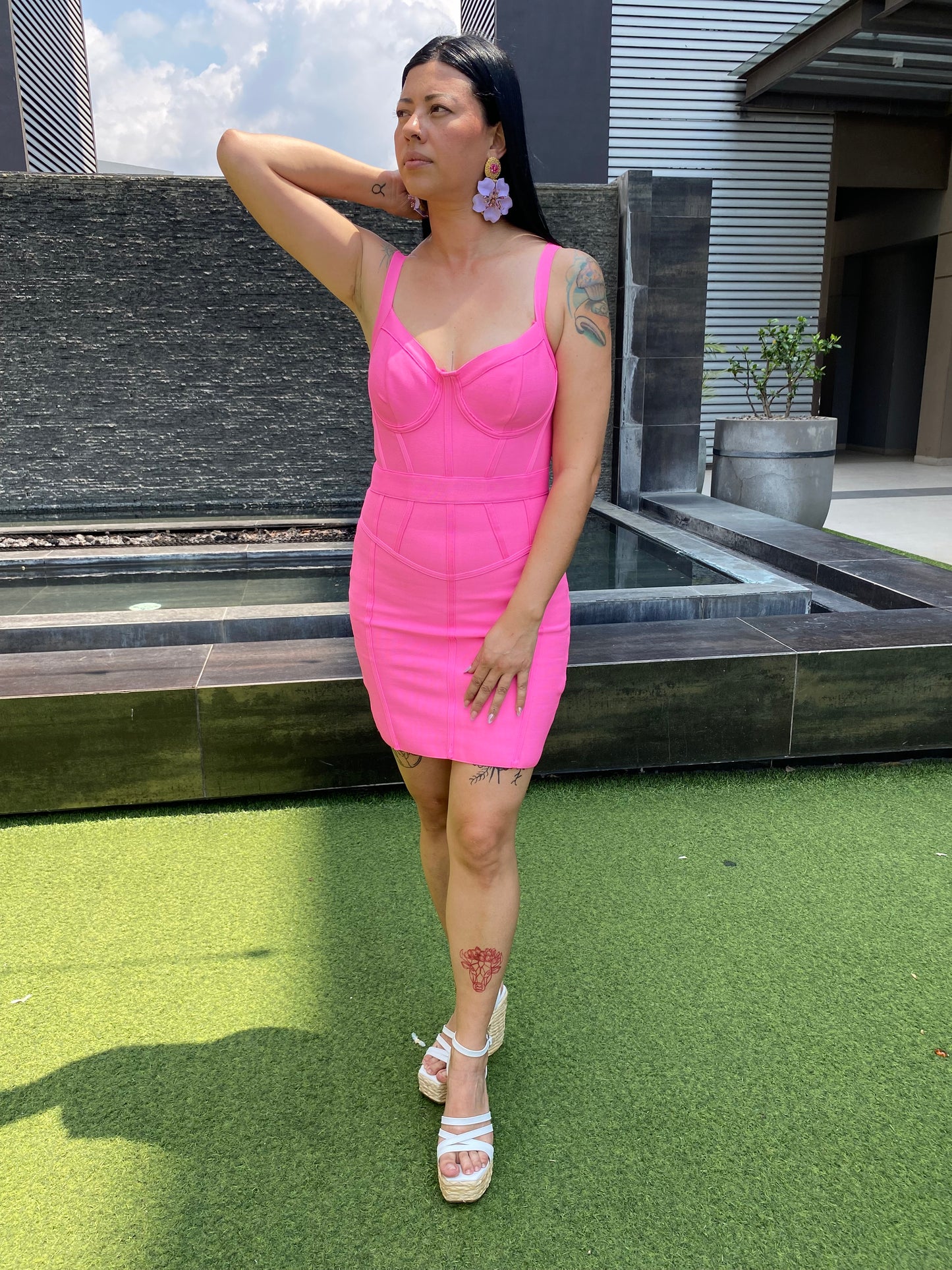 Vestido bandage rosado talla L