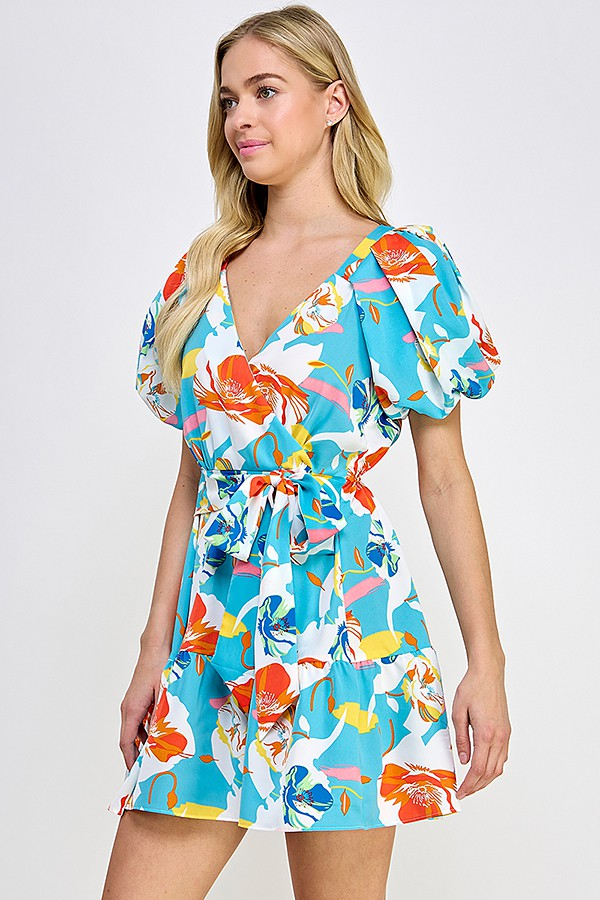 VESTIDO CELESTE FLORES
