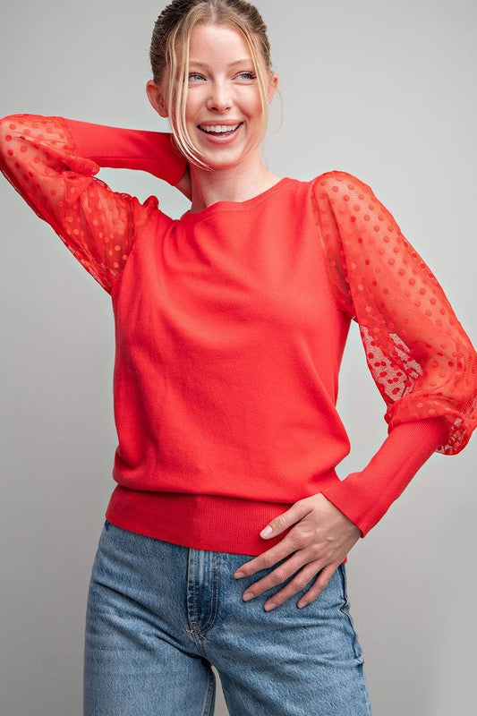 Blusa manga larga mesh