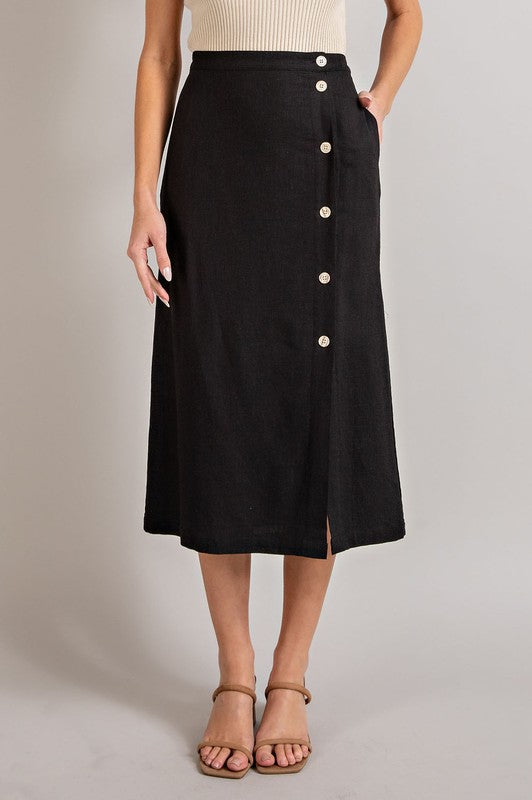 Falda lino negra