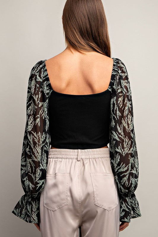 Blusa mangas mesh