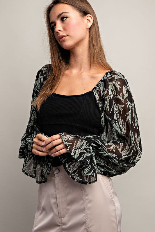 Blusa mangas mesh