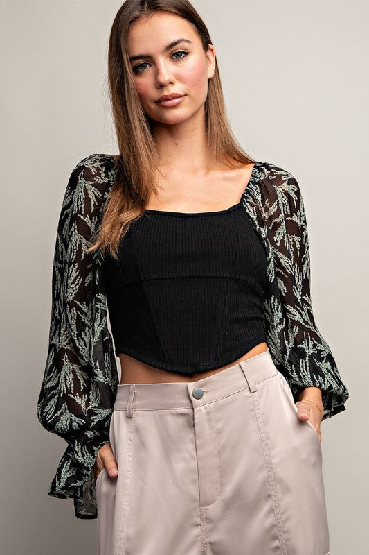 Blusa mangas mesh