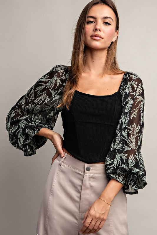 Blusa mangas mesh