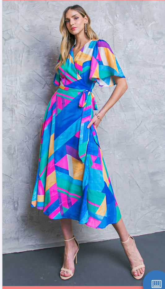 Vestido midi multi color