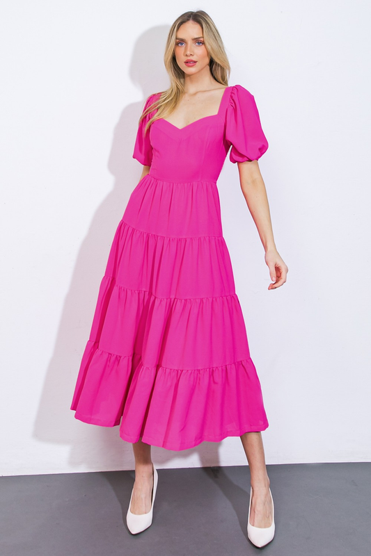 Vestido midi fucsia