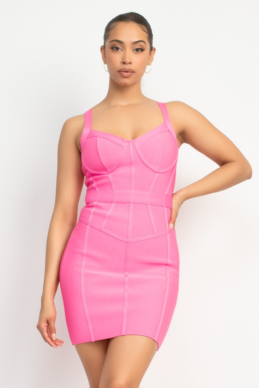 Vestido bandage rosado talla L